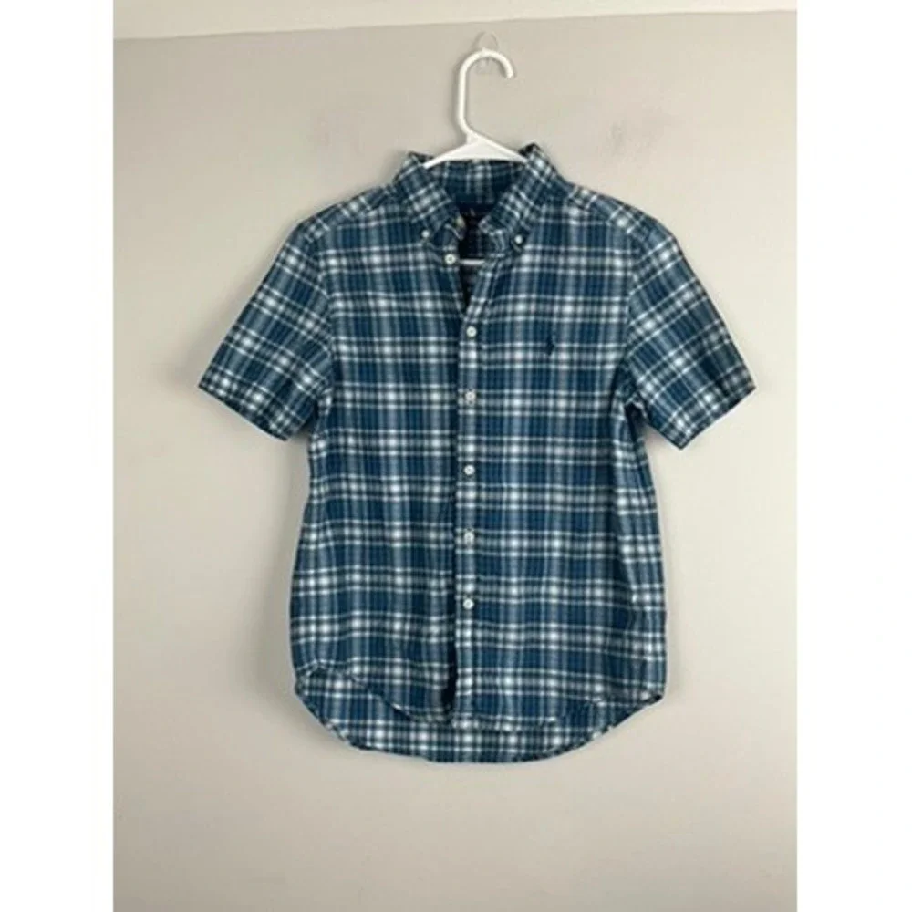 Ralph Lauren Kids Plaid Button Down Short Sleeve Shirt Boys Size M (10/12)